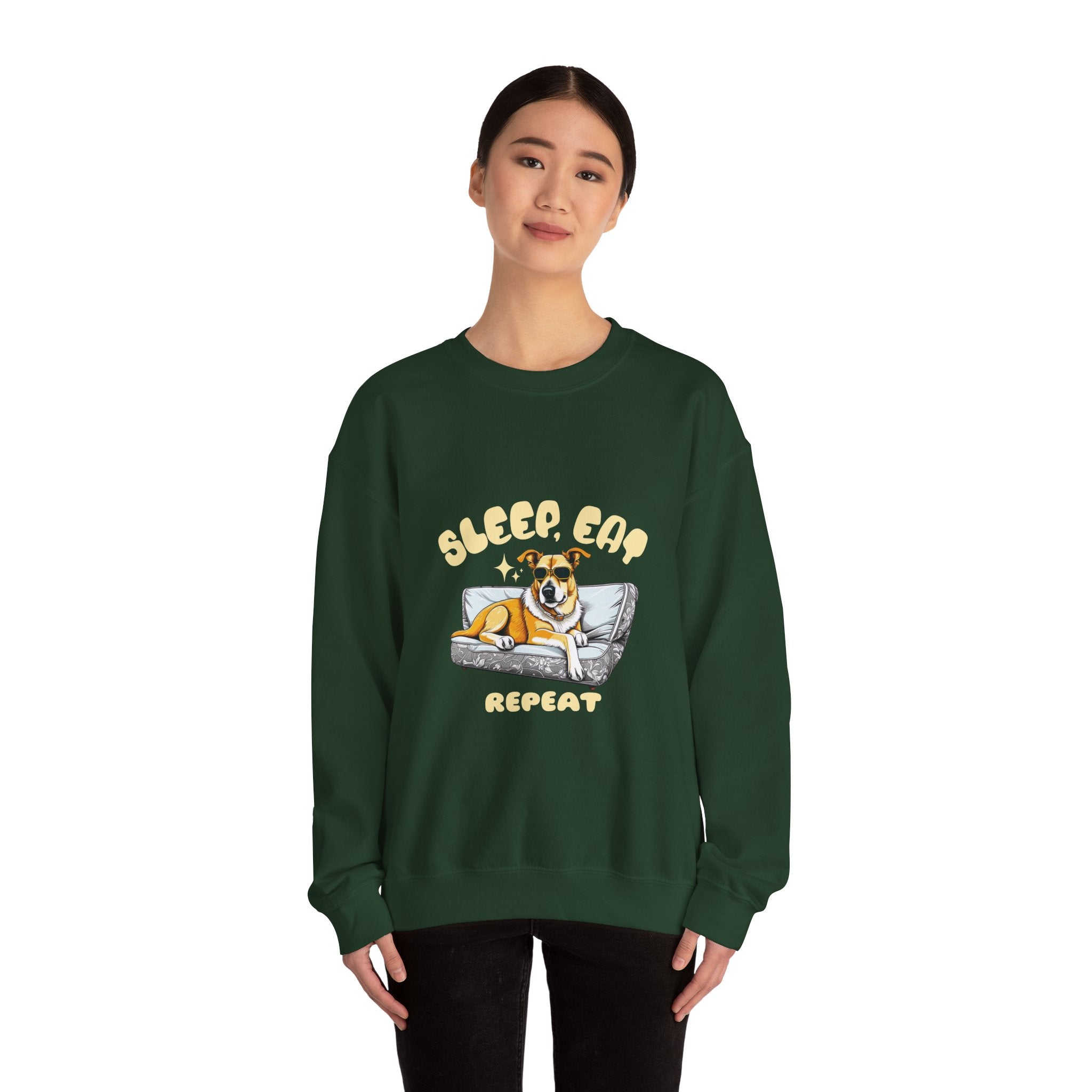 Sleep Eat Repeat corgi on couch Sweatshirt | Cute dog graphic crewneck