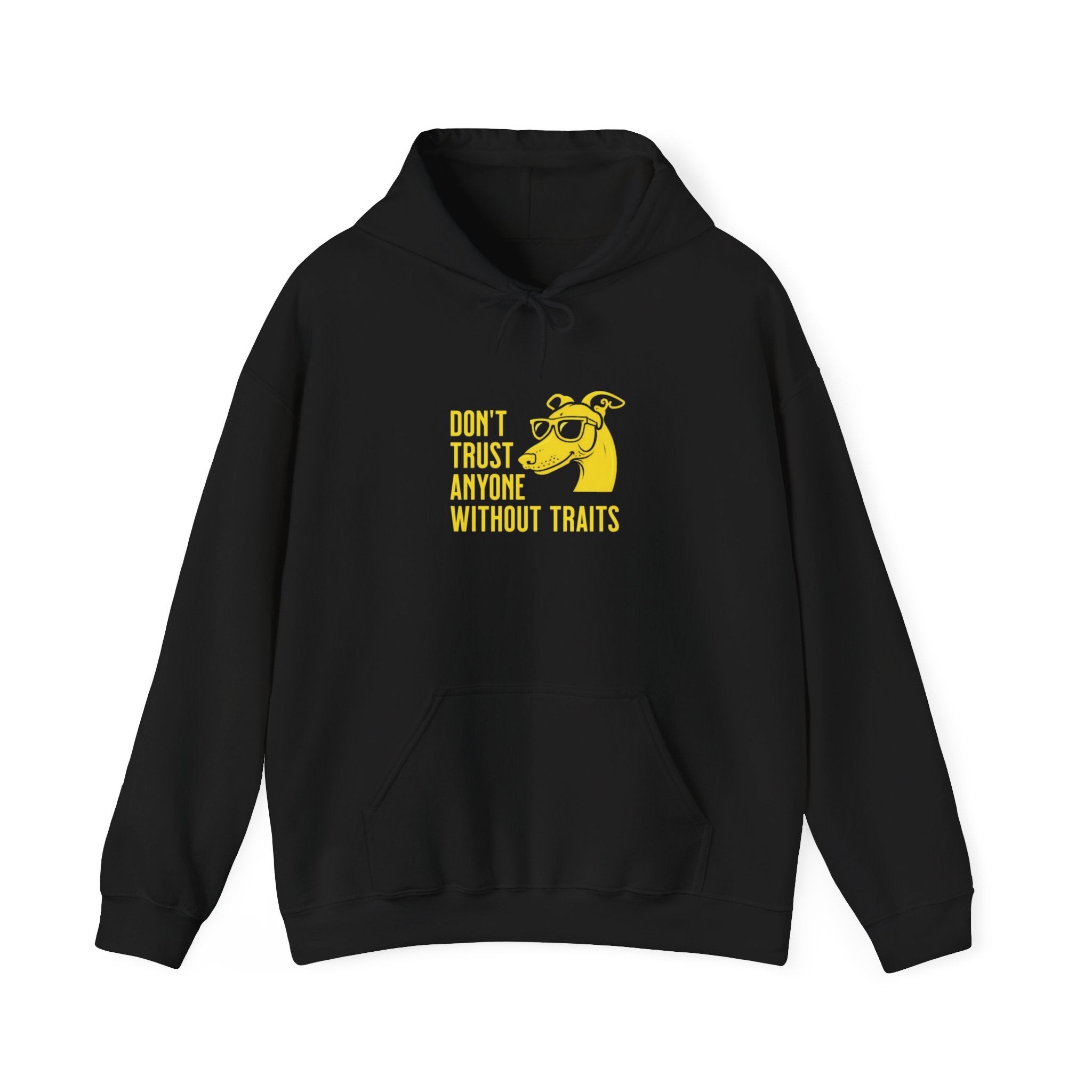 Don’t Trust Anyone Without Traits Hoodie | Cow Illustration, Funny Text Sweatshirt