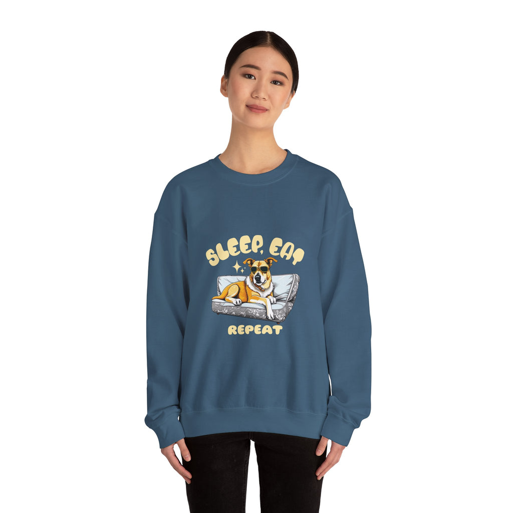 Sleep Eat Repeat corgi on couch Sweatshirt | Cute dog graphic crewneck