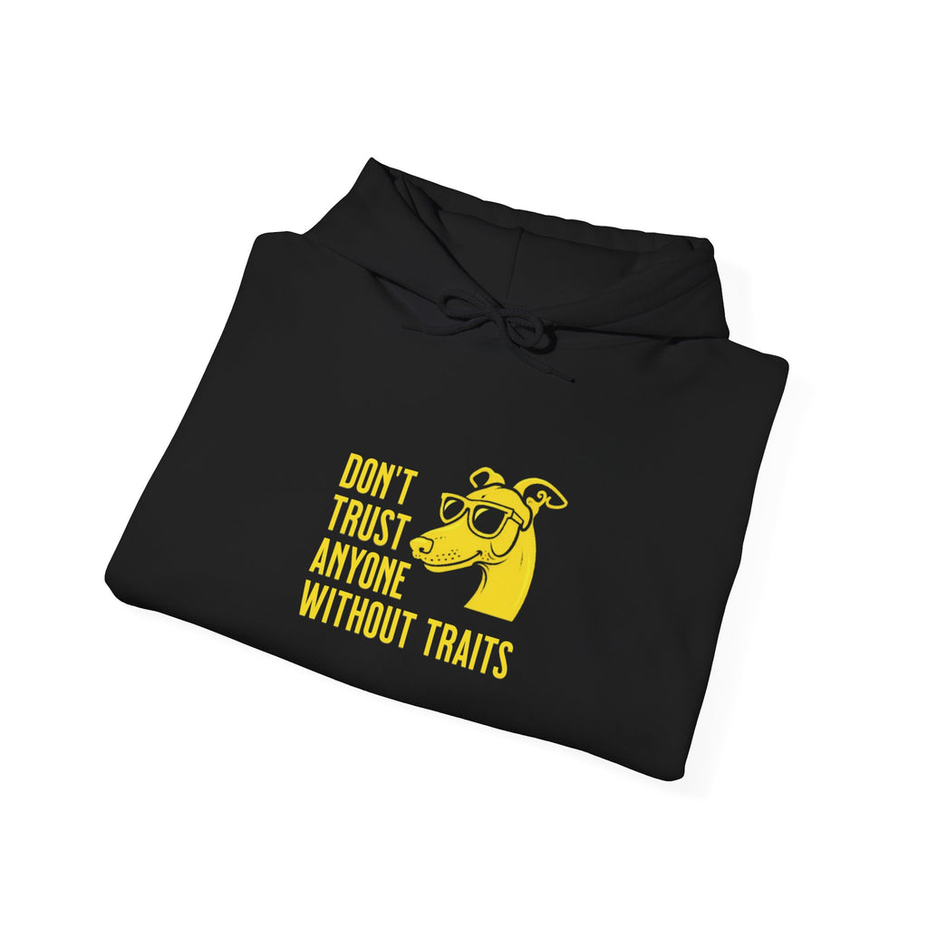 Don’t Trust Anyone Without Traits Hoodie | Cow Illustration, Funny Text Sweatshirt