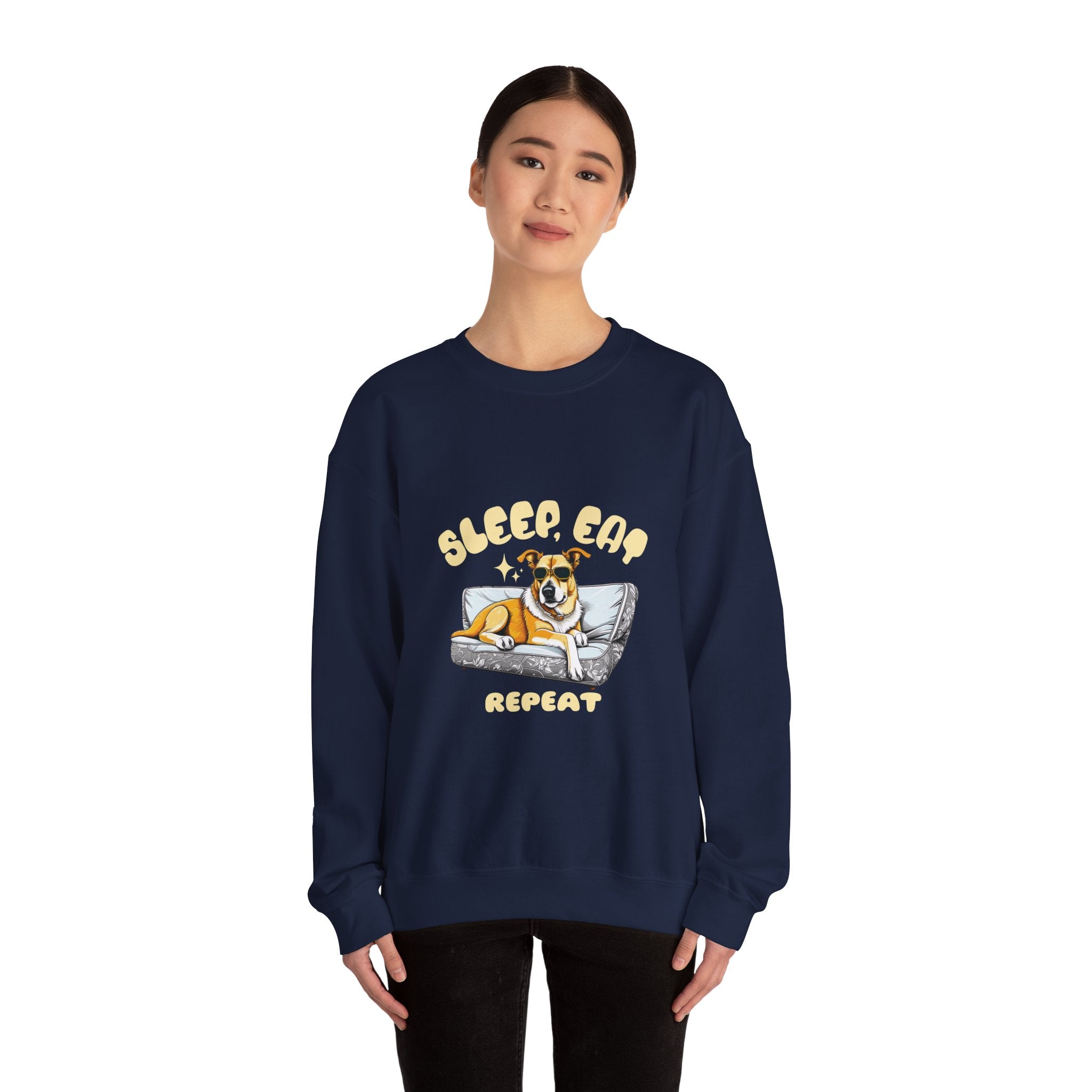 Sleep Eat Repeat corgi on couch Sweatshirt | Cute dog graphic crewneck