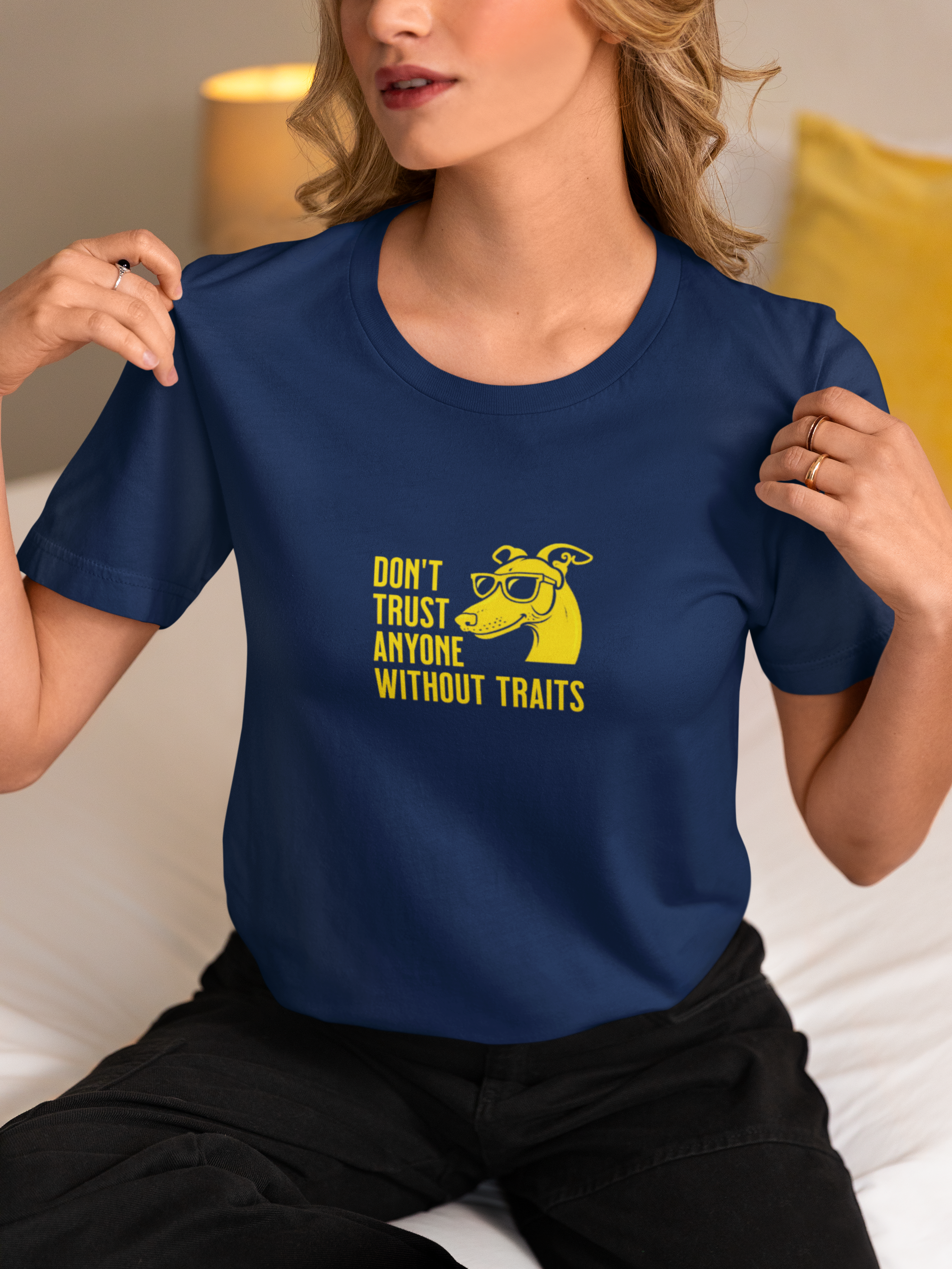 Don’t Trust Anyone Without Traits T-Shirt | Funny Dog Illustration Tee