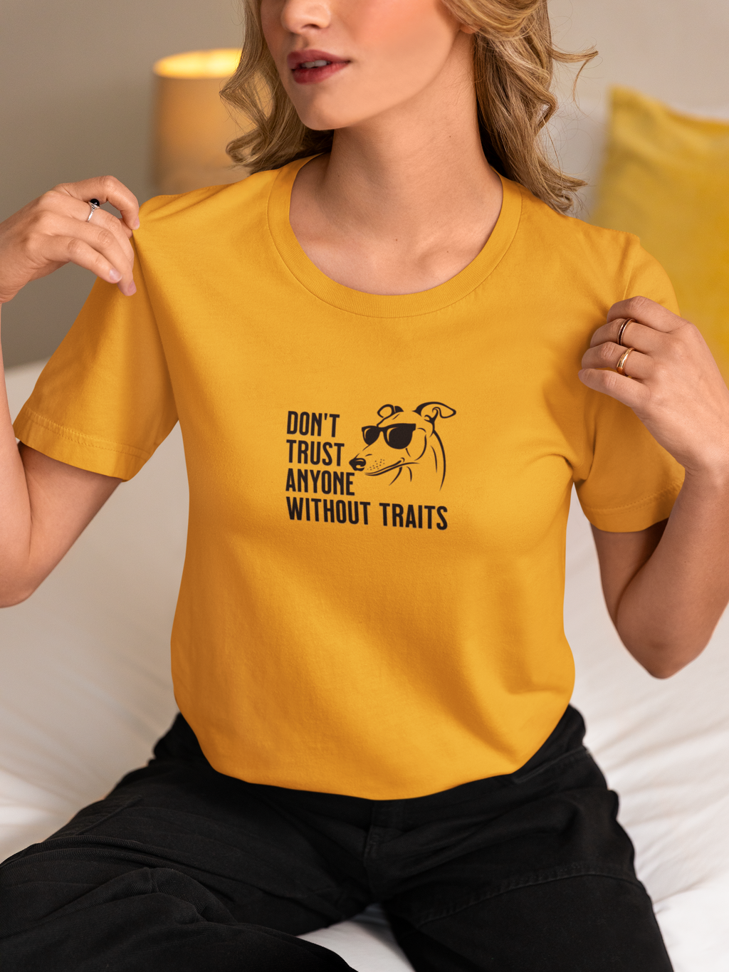 Don’t Trust Anyone Without Traits T-Shirt | Funny Dog Illustration Tee
