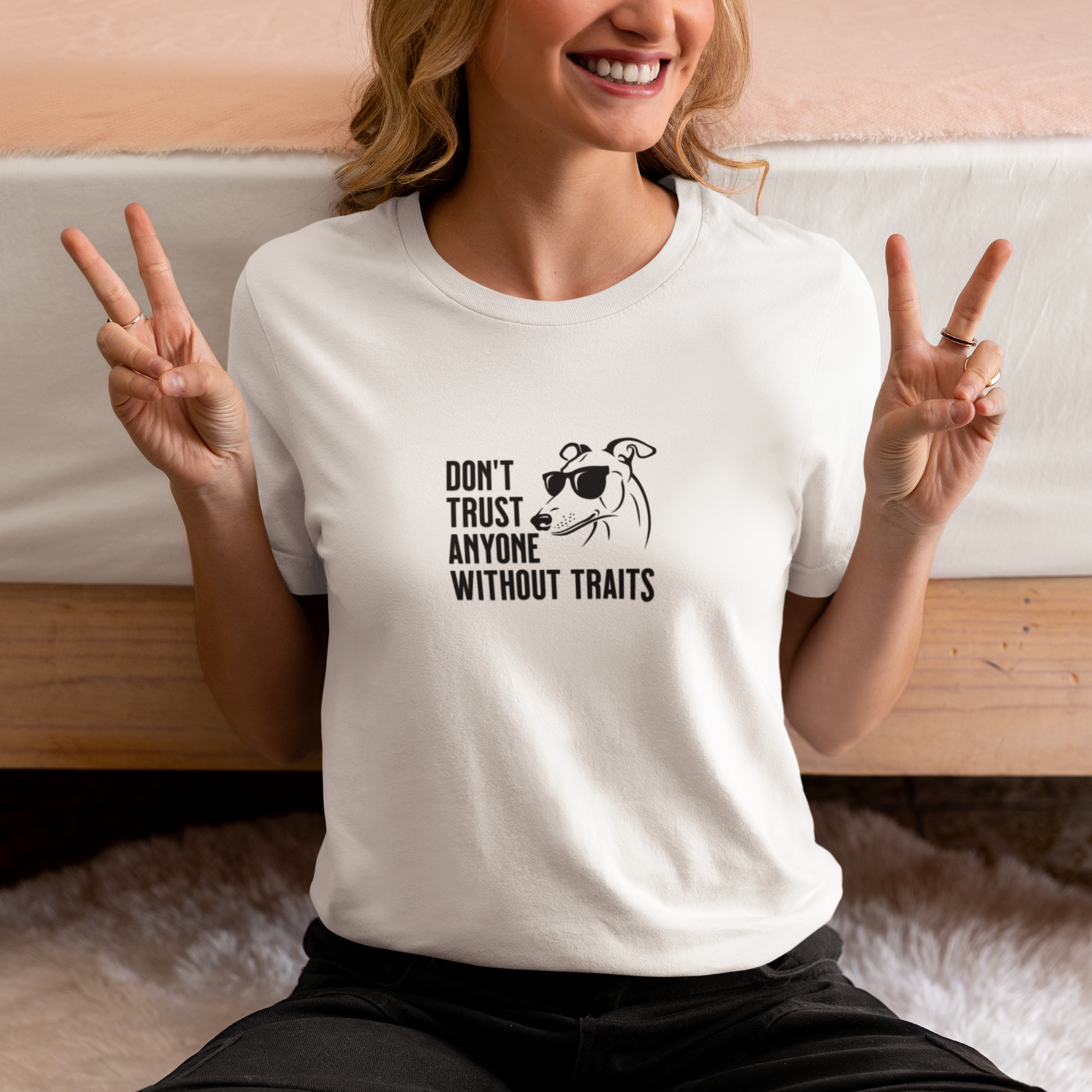 Don’t Trust Anyone Without Traits T-Shirt | Funny Dog Illustration Tee