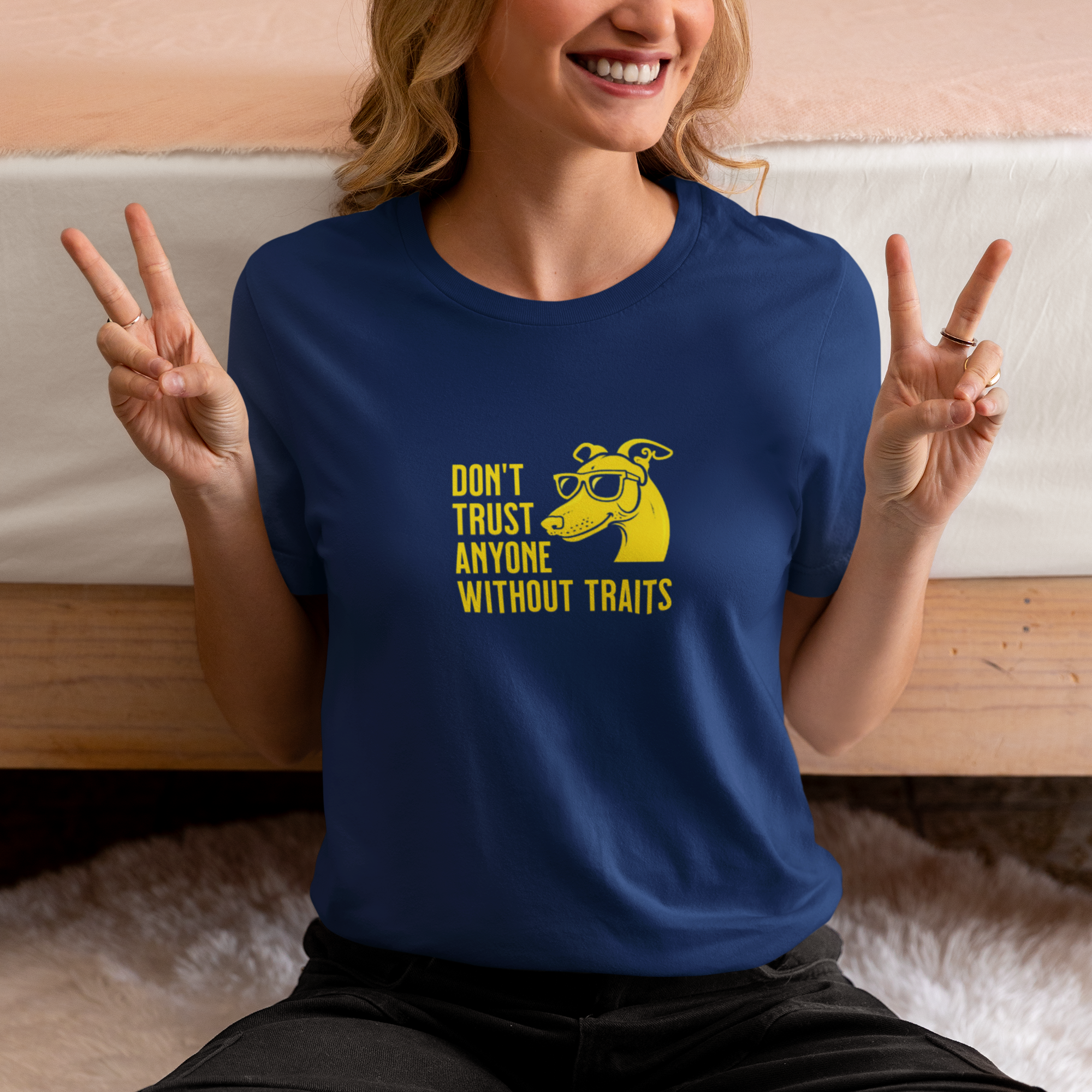 Don’t Trust Anyone Without Traits T-Shirt | Funny Dog Illustration Tee