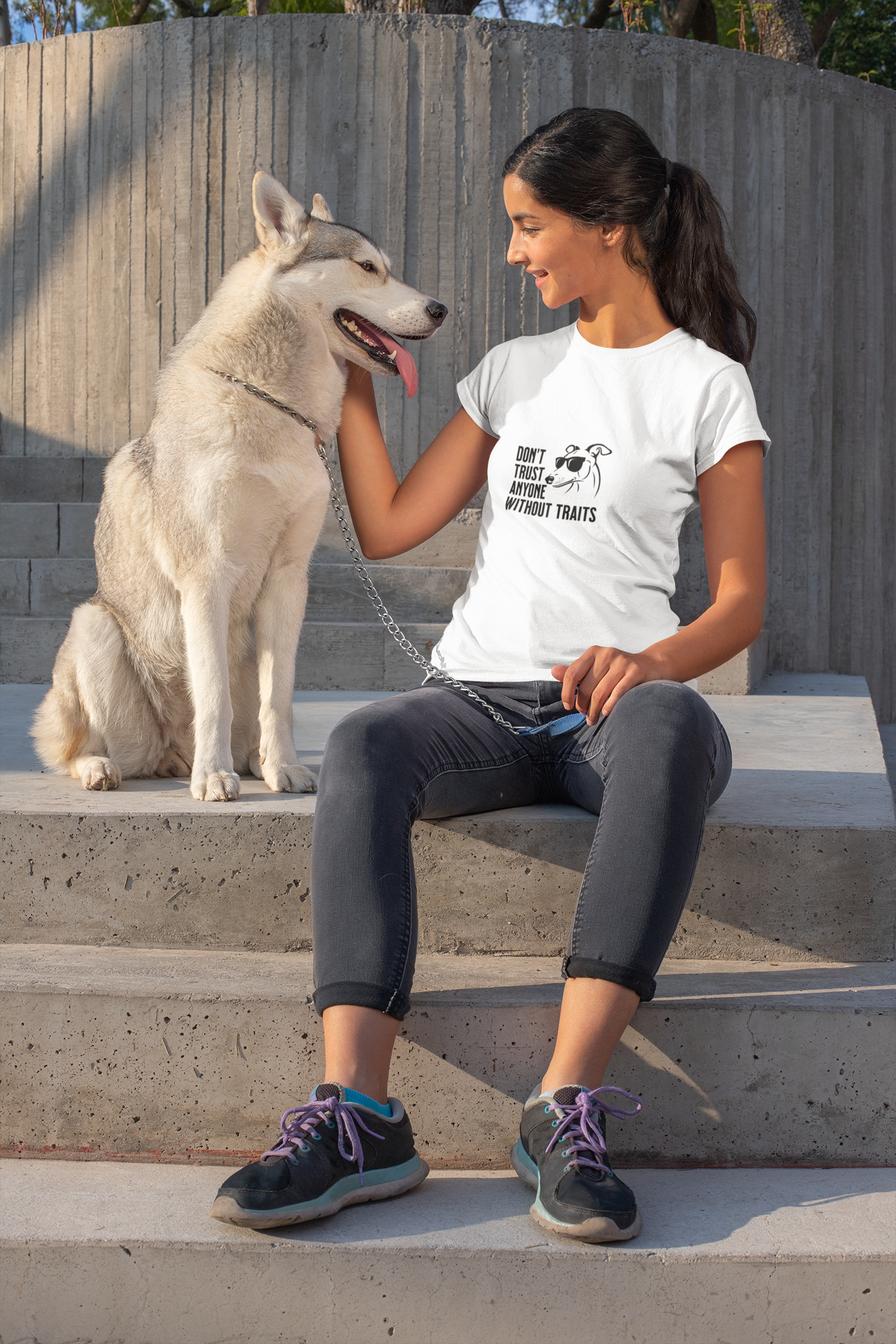 Don’t Trust Anyone Without Traits T-Shirt | Funny Dog Illustration Tee