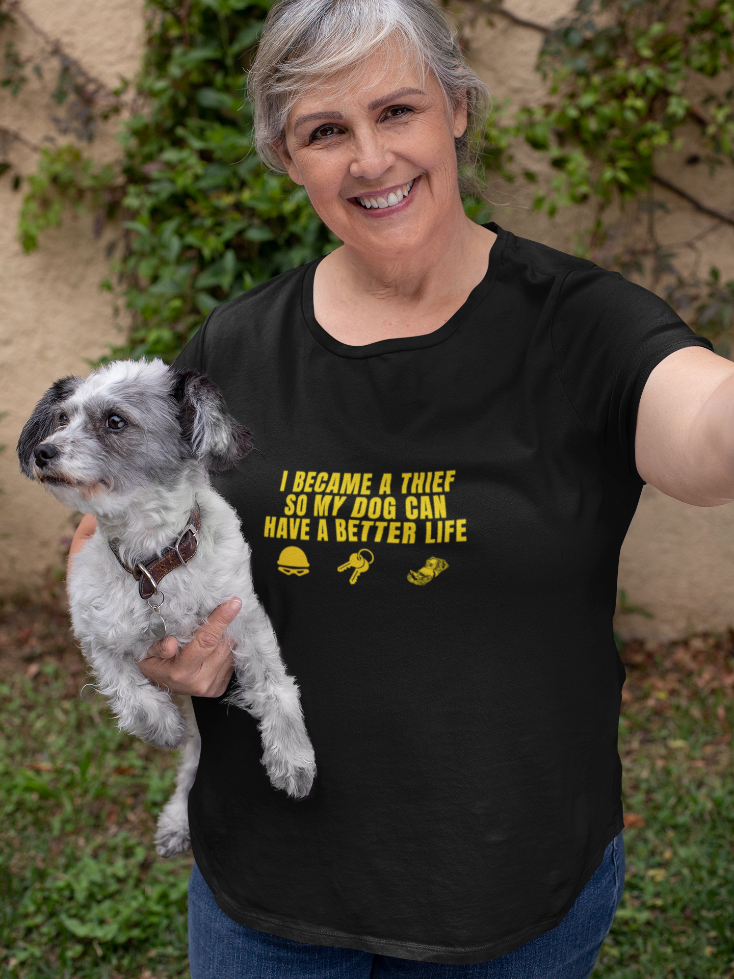 Funny Dog Lover T-Shirt – "I Became a Thief So My Dog Can Have a Better Life"