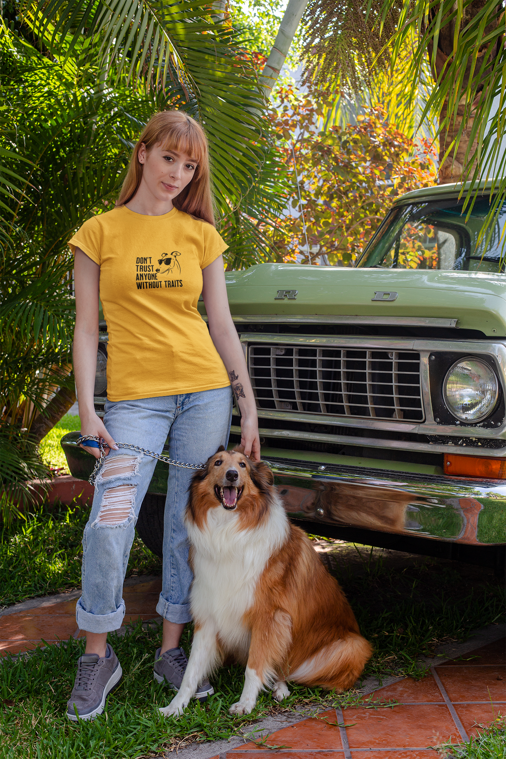 Don’t Trust Anyone Without Traits T-Shirt | Funny Dog Illustration Tee